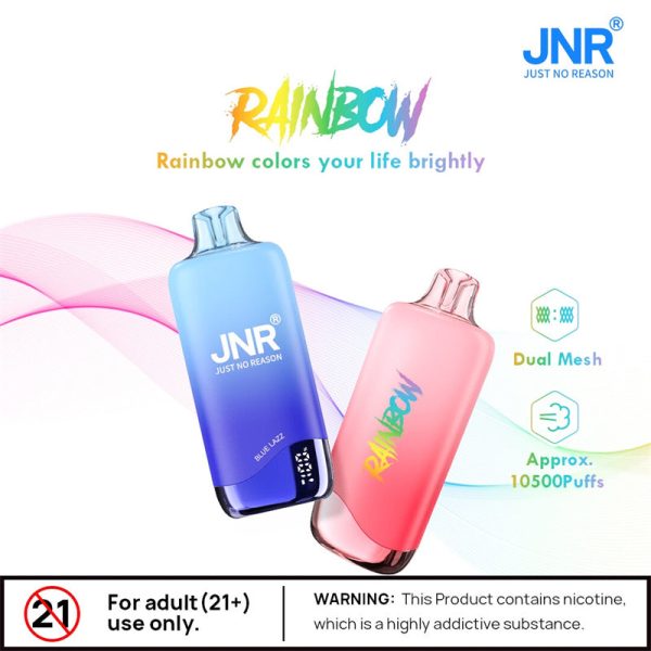 Jnr Rainbow 10500 Puffs Disposable Vaper Dual Mesh Vape Electronic Cigarette With Display-600mAh Battery,18ml E-liquid, Multiple Nicotine 25 Flavors - 图片 2